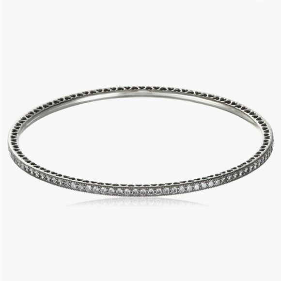 Pandora ALE 925 Oval Bangle Bracelet Twinkling Forever, Clear Cubic Zirconia - Picture 1 of 10